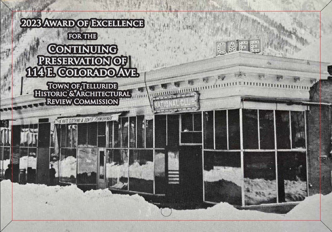 114 E Colorado HARC Award 2023 Black and White photo of commercial building